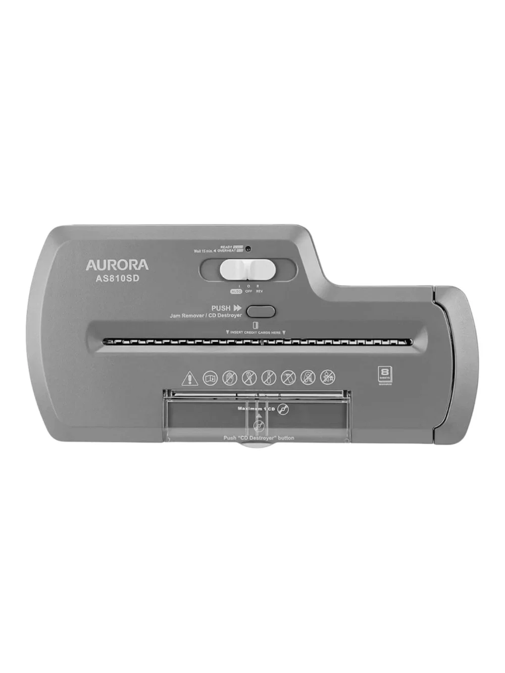 Aurora AS810SD 8-Sheet Strip-Cut Paper, CD and Credit Card Shredder Basket